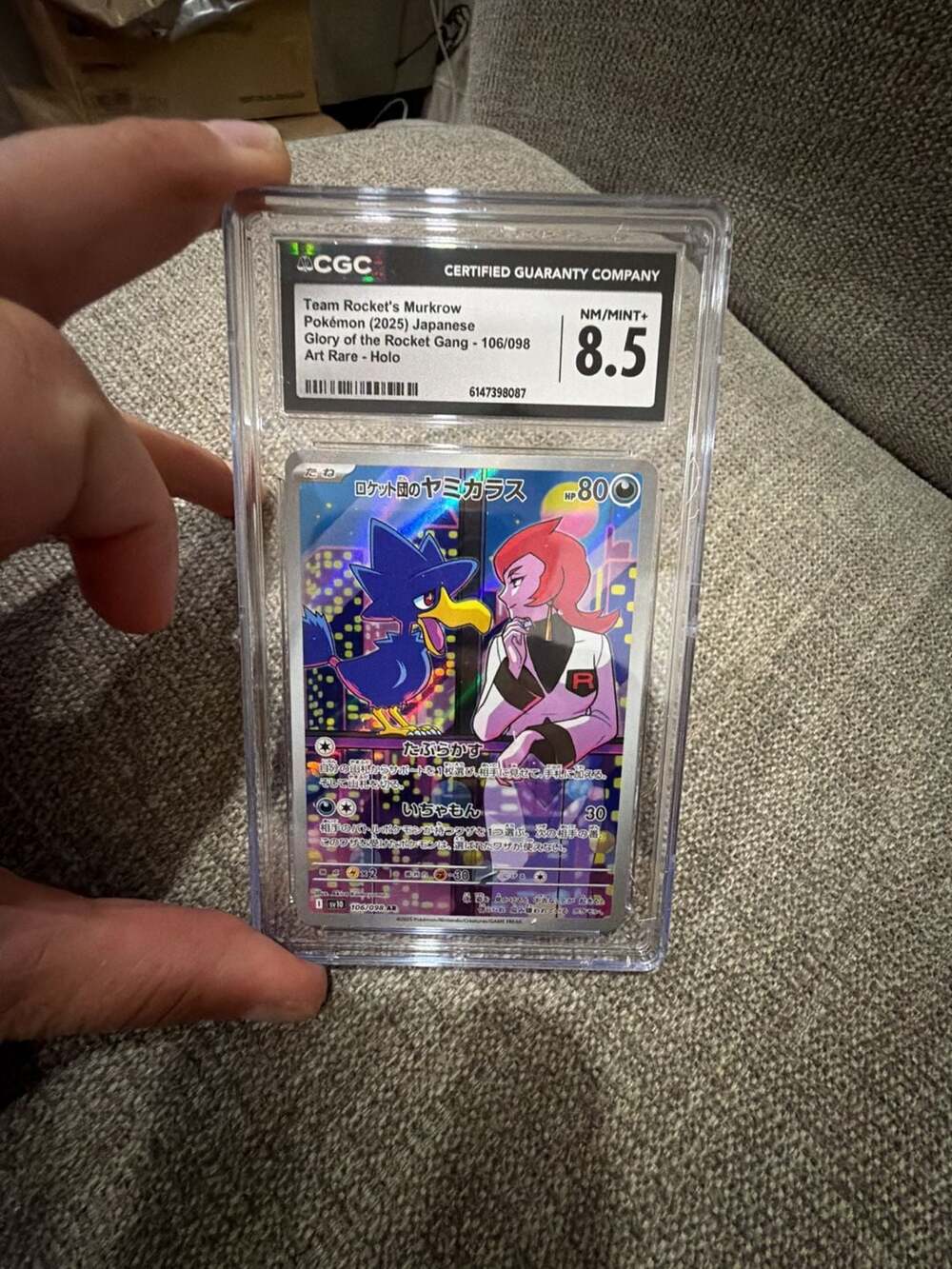 Team Rocket's Murkrow Glory of the Rocket Gang 106/098 Art Rare Holo CGC 8.5